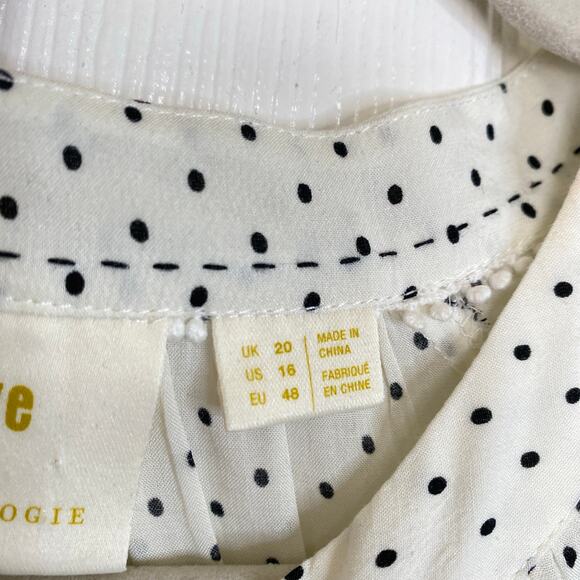 ANTHROPOLOGIE Maeve Lucy Polka Dot Blouse Cream Black Plus Size 16 - Picture 7 of 9